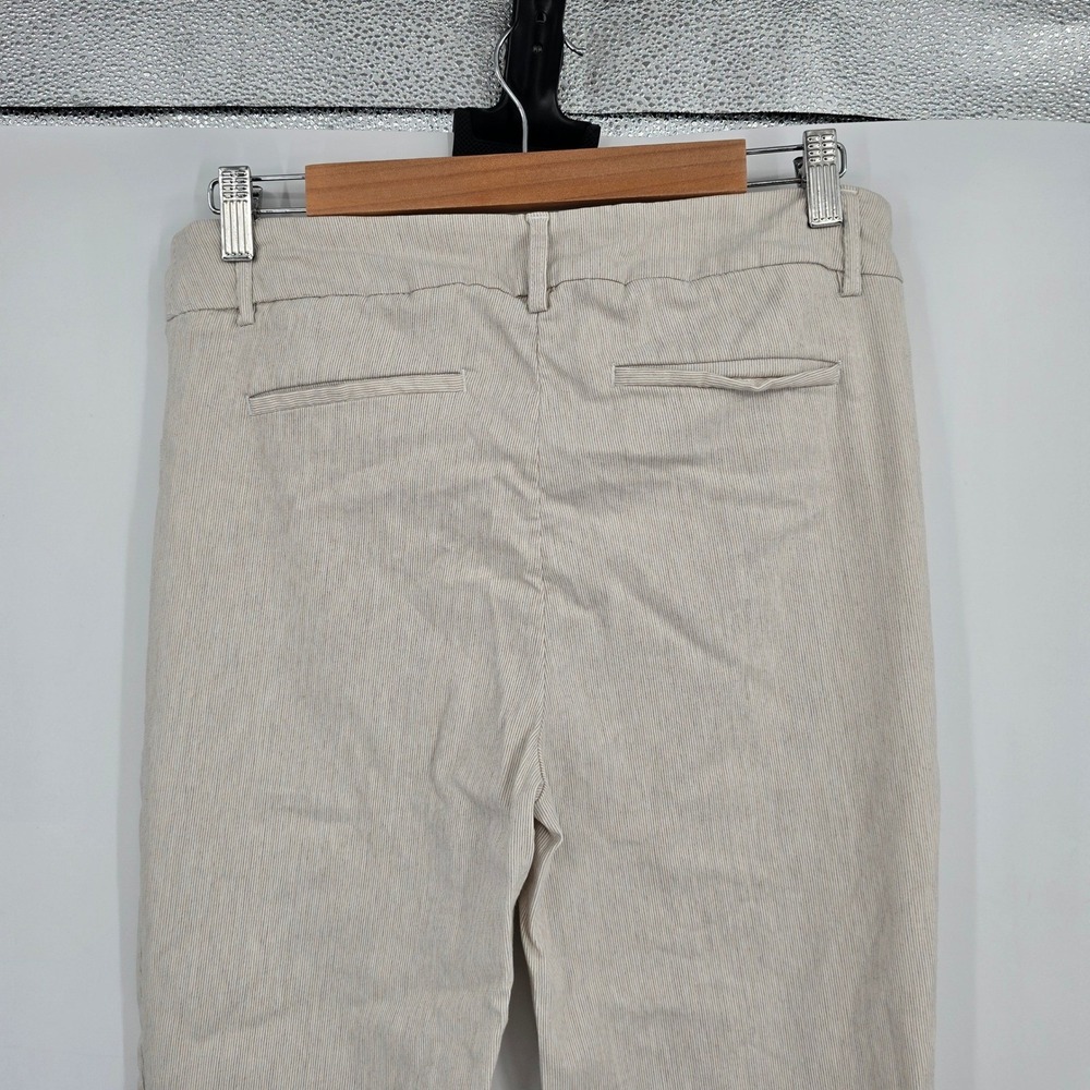Maison d'Amelie Paris Womens Beige Pinstripe Slim Leg Dress Pants Size 8 - Picture 4 of 10